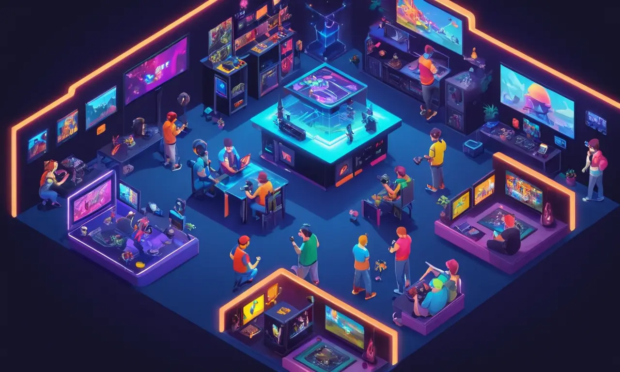 Un grupo de jugadores de diferentes plataformas interactuando entre sí a través de juegos multiplataforma.