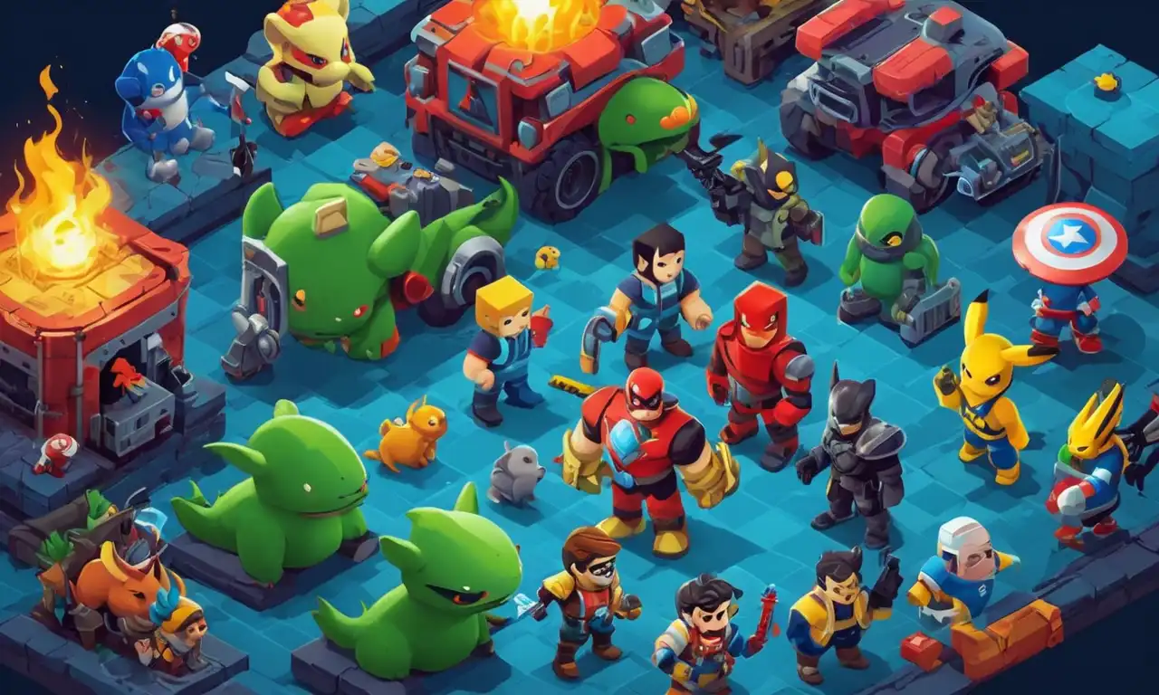 Un montaje de personajes icónicos de varias franquicias de juego formando alianzas improbables y combinando poderes.