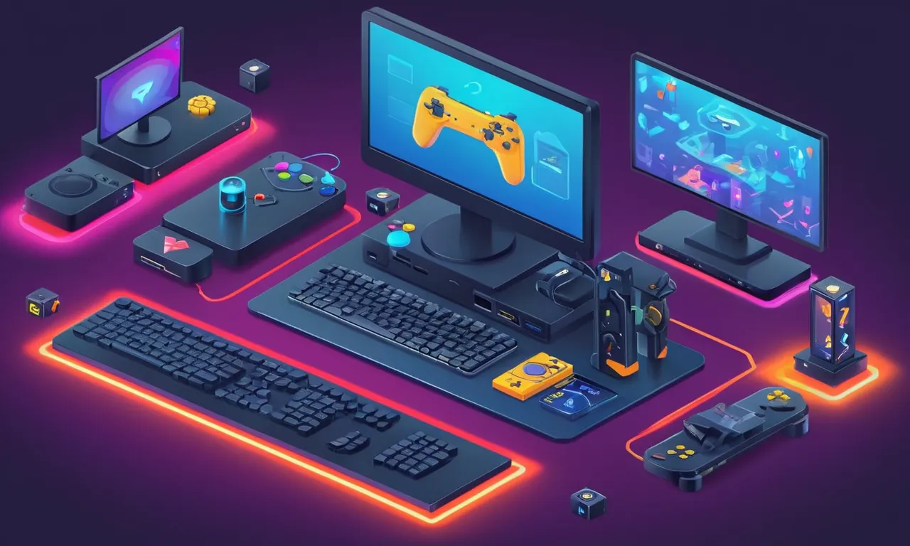 Una ilustración gráfica que muestra varias plataformas de juego (por ejemplo PC, consola) con flechas e iconos que representan consideraciones clave para seleccionar la plataforma correcta para un desarrollo de juegos multijugador.