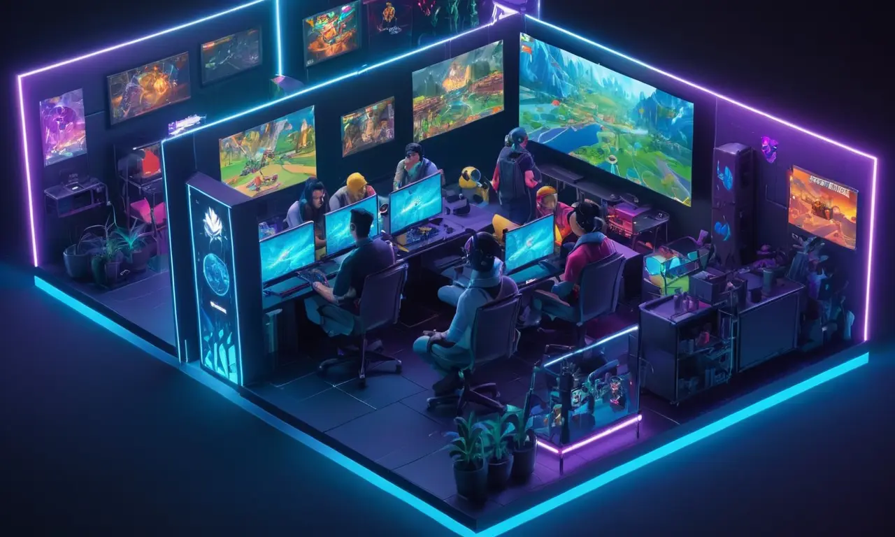 Investigadores que observan jugadores interactuando entre sí en eventos de juego.