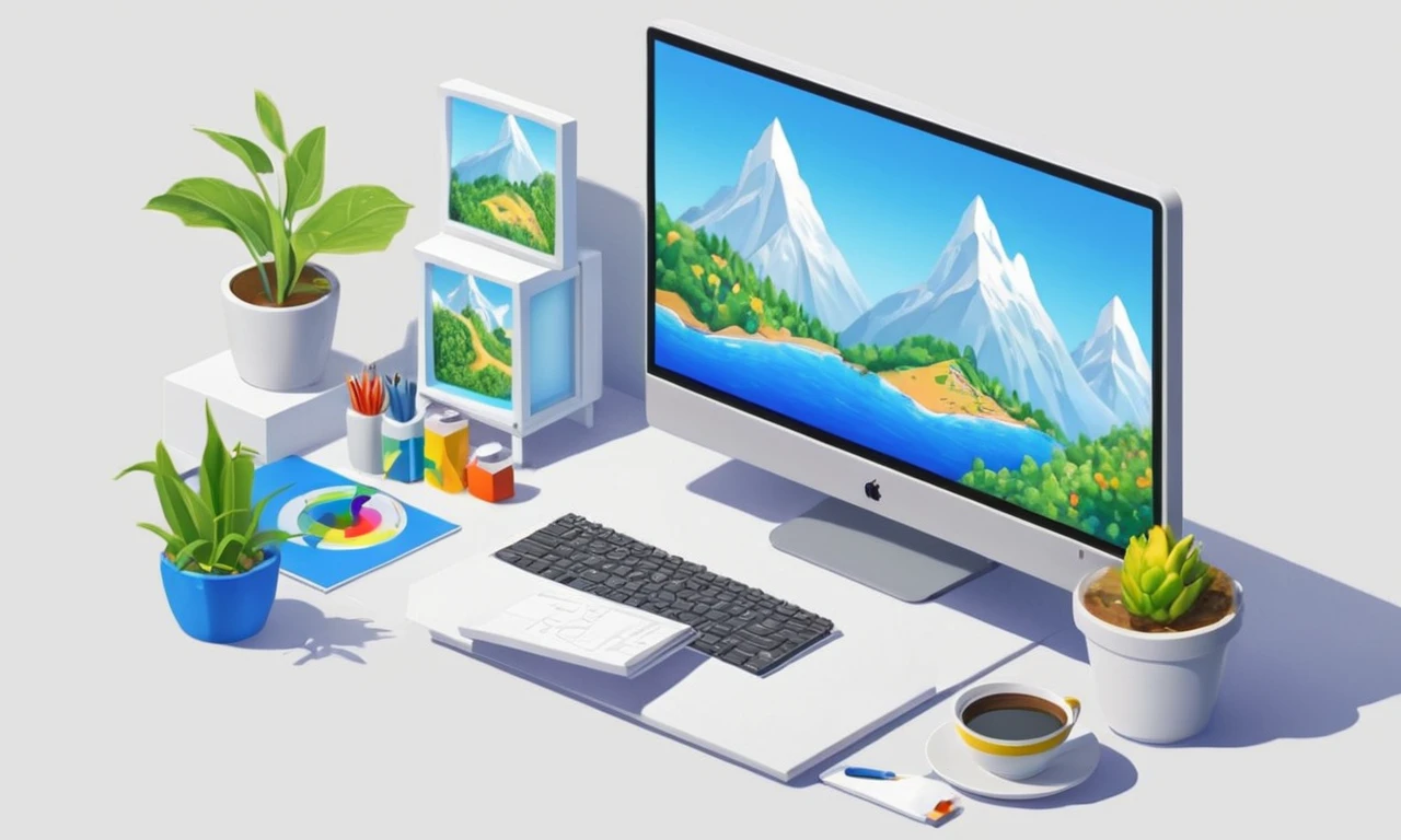 Un artista refinando una imagen gráfica foto-realista en un ordenador.