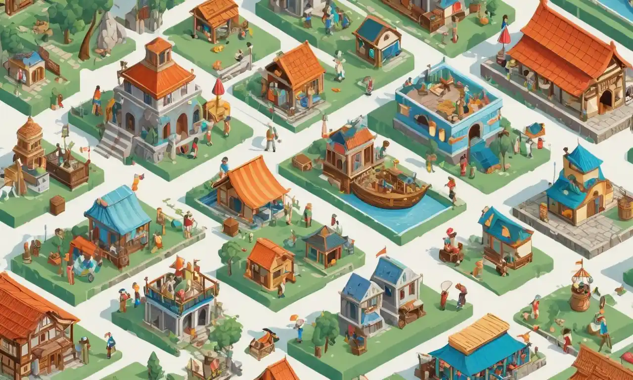 Una ilustración que muestra la evolución del diseño de personajes a lo largo de la historia, con varios personajes de diferentes épocas y estilos.