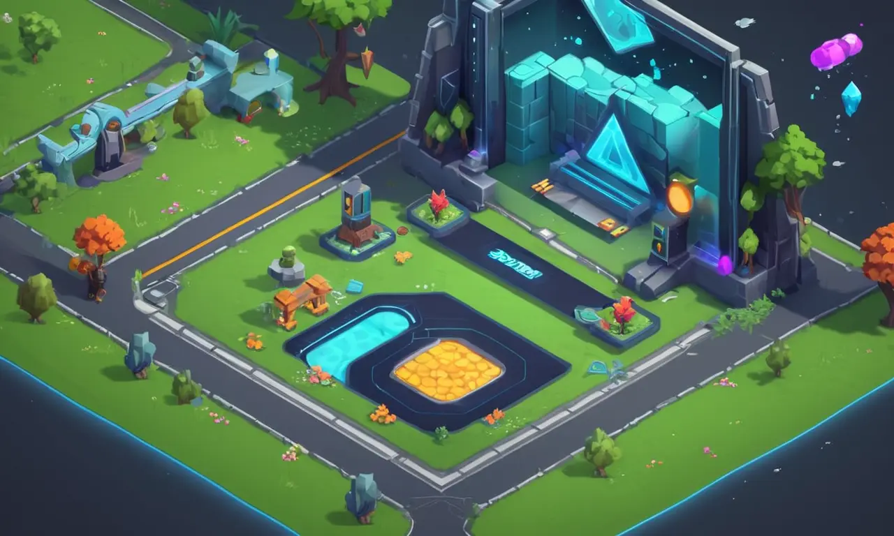 Arte conceptual de una interfaz de juego con opciones de personalización y gráficos.