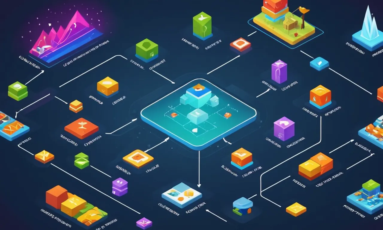 Una ilustración de un controlador de juego rodeado de algoritmos e iconos de juego.