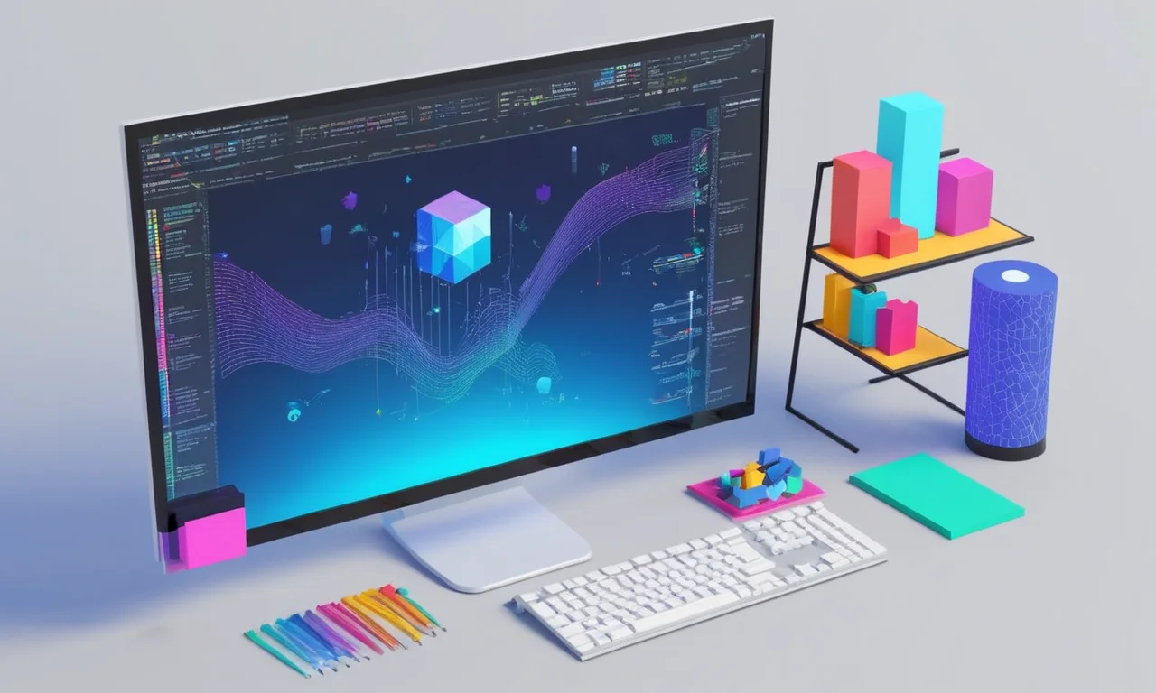 Una pantalla de computadora que muestra un editor de gráficos o herramientas de desarrollo de software con fragmentos de código y archivos de proyecto.