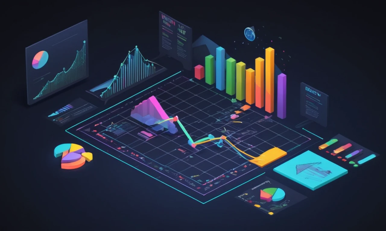 Un gráfico que muestra datos económicos con flechas y gráficos que lo rodean, representando el impacto económico del contenido remasterizado en las tendencias actuales.