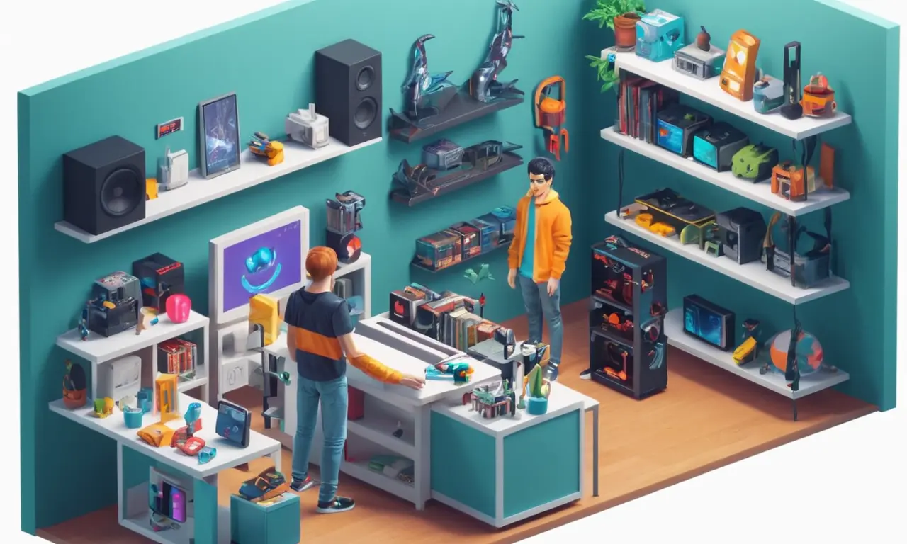 Una persona que se asemeja a una caja de exhibición de vidrio personalizada para mostrar videojuegos.