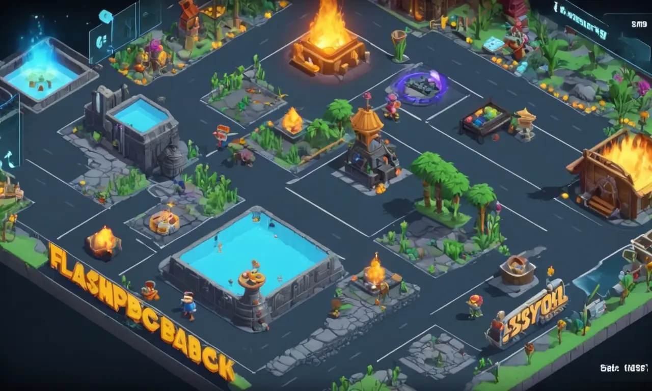 Una captura de pantalla de un videojuego con imágenes flashing y texto superando el juego para ilustrar notables ejemplos flashback.