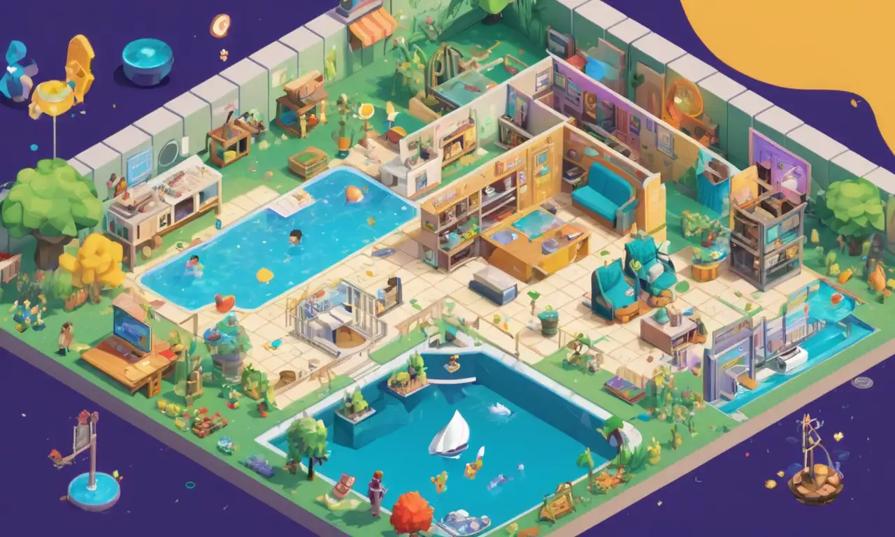 Una pantalla que muestra un videojuego con elementos narrativos de salud, rodeado de notas y citas sobre la representación cambiante de la salud en los juegos.